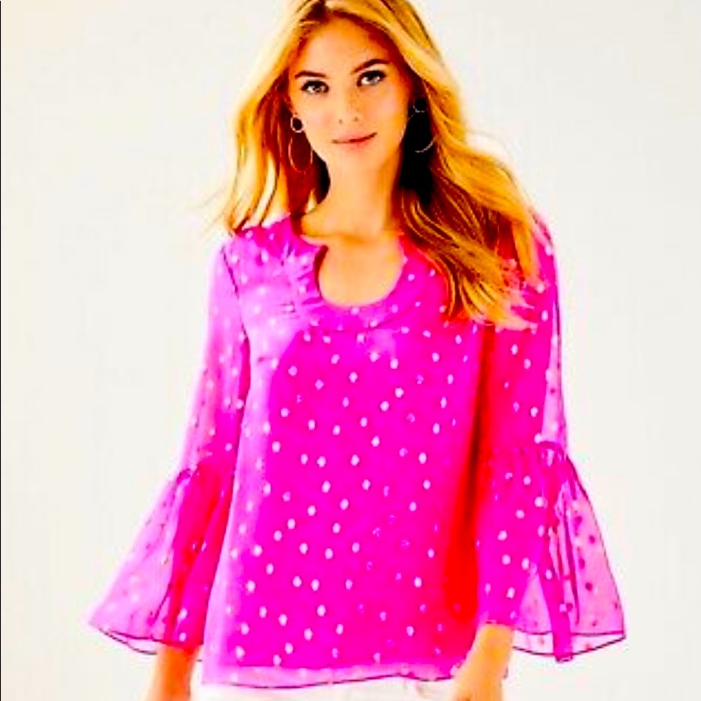 Lilly Pulitzer pink Starry Chiffon‎ Top XS
